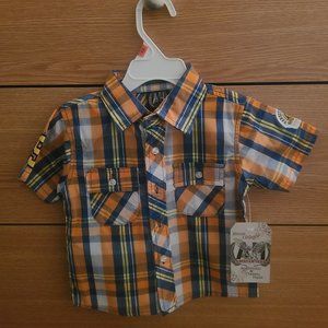 Boys blue and orange short sleeve shirt